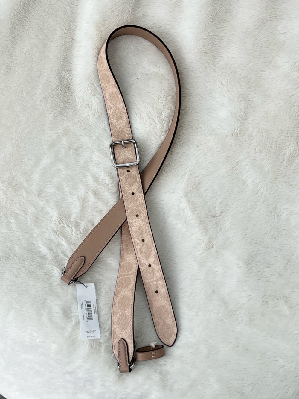 NWT Coach Signature Light Beige with Silver Buckle Leather Purse Strap - Picture 3 of 10